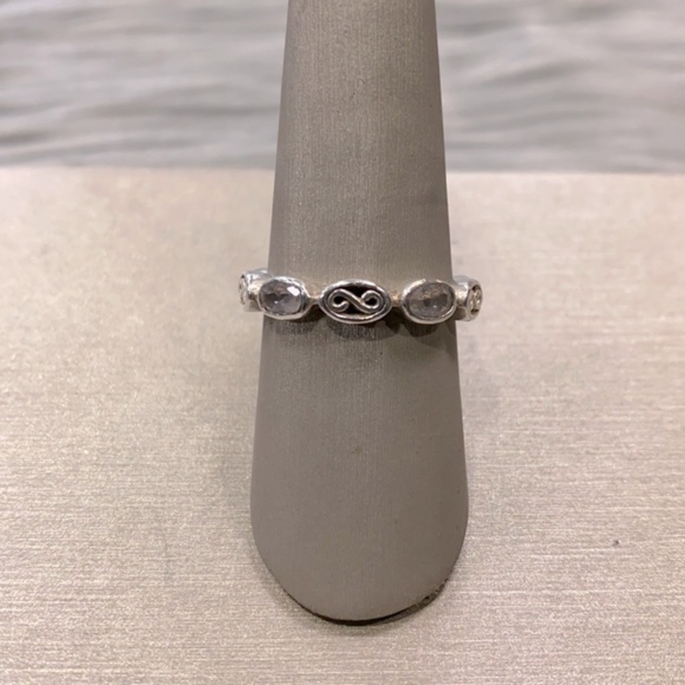 Sterling Silver Infinity Design Band with White Quartz